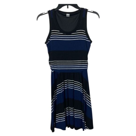 Old Navy Xl Womens Dress Black Navy and White Stripes Sleeveless Summer Swing - Picture 15 of 16